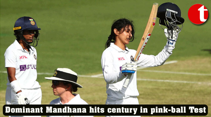 Dominant Mandhana hits century in pink-ball Test