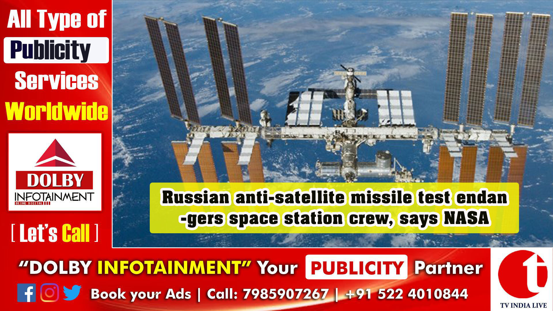 Russian anti-satellite missile test endangers space station crew, says NASA