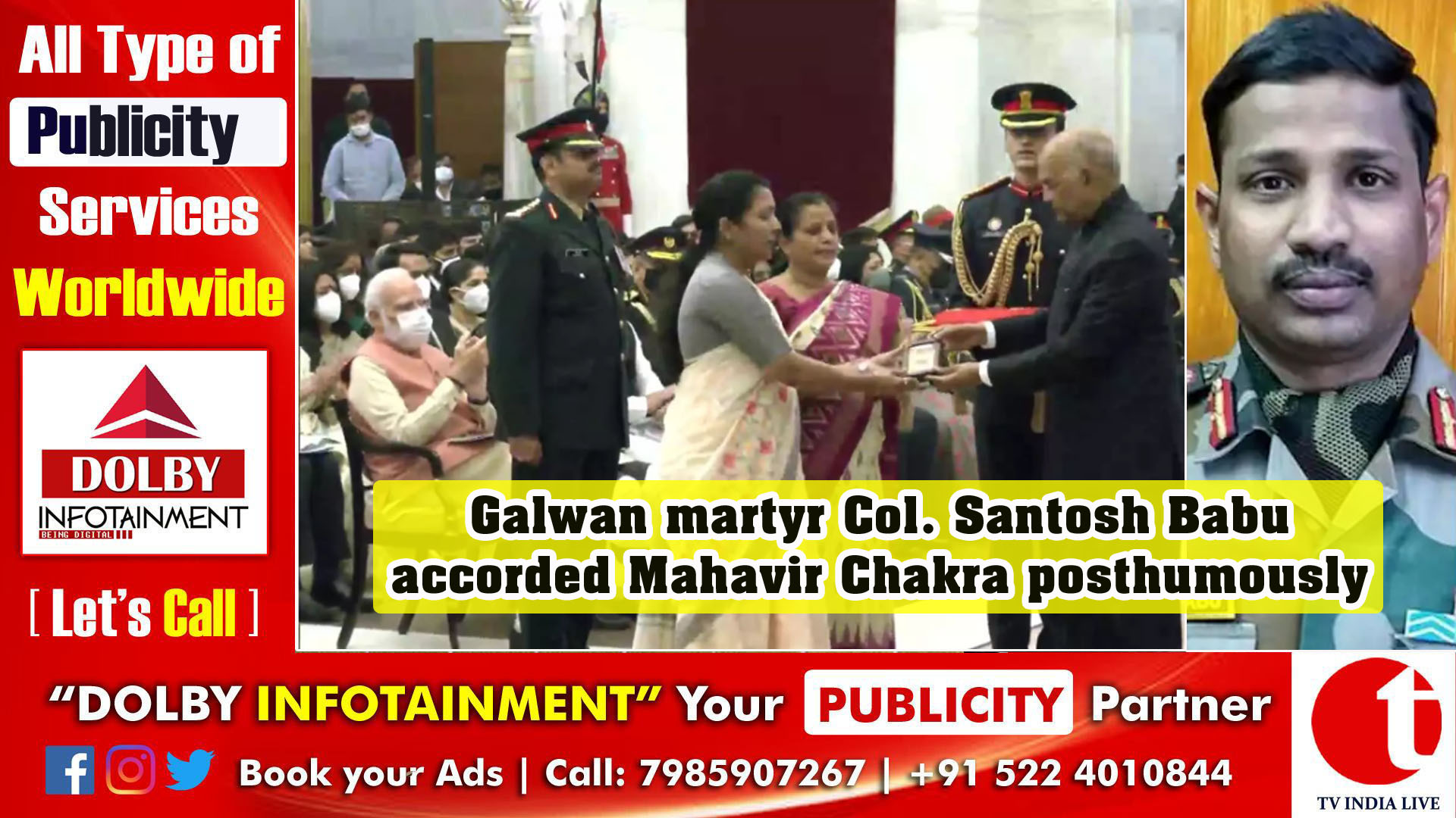 Galwan martyr Col. Santosh Babu accorded Mahavir Chakra posthumously