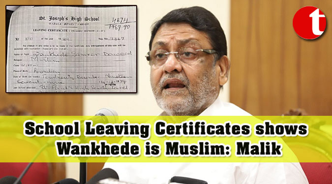 School Leaving Certificates shows Wankhede is Muslim: Malik