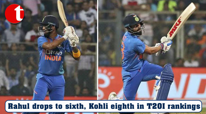 Rahul drops to sixth, Kohli eighth in T20I rankings