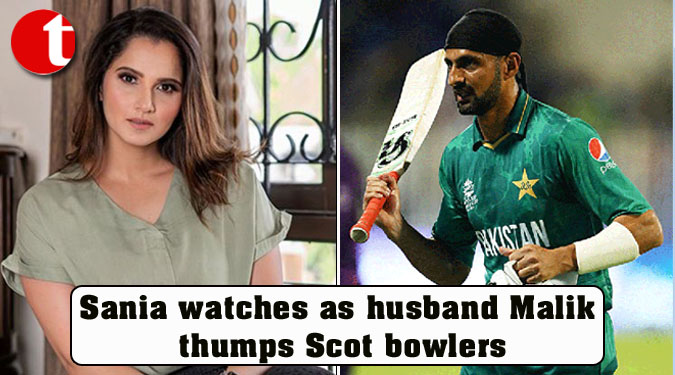 Sania watches as husband Malik thumps Scot bowlers
