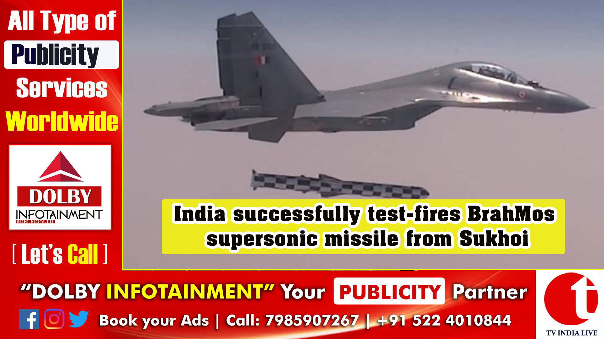 India successfully test-fires BrahMos supersonic missile from Sukhoi