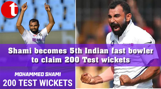Shami becomes 5th Indian fast bowler to claim 200 Test wickets