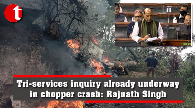 Tri-services inquiry already underway in chopper crash: Rajnath Singh