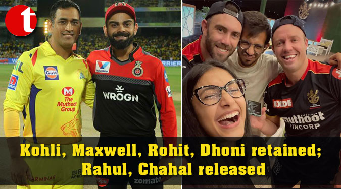Kohli, Maxwell, Rohit, Dhoni retained; Rahul, Chahal released