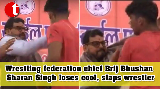 Wrestling federation chief Brij Bhushan Sharan Singh loses cool, slaps wrestler in public