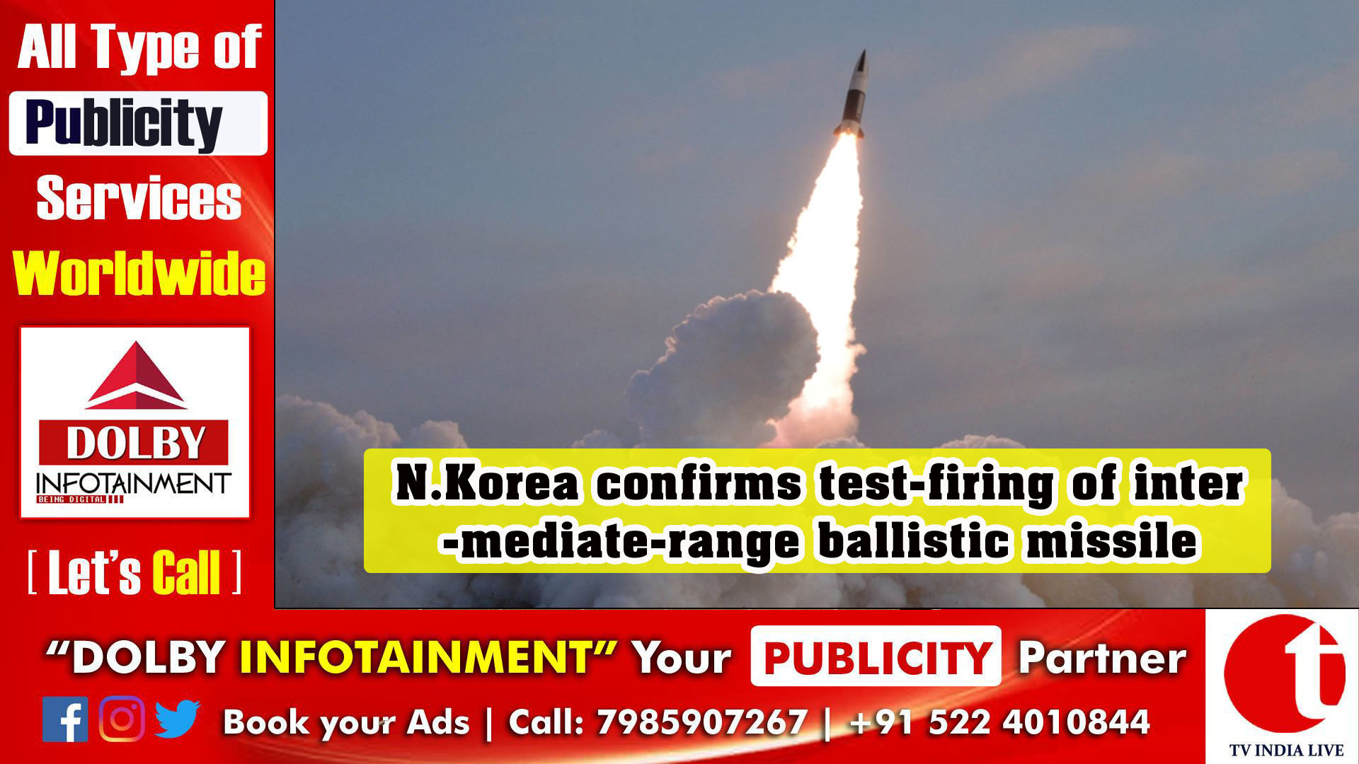 N.Korea confirms test-firing of intermediate-range ballistic missile