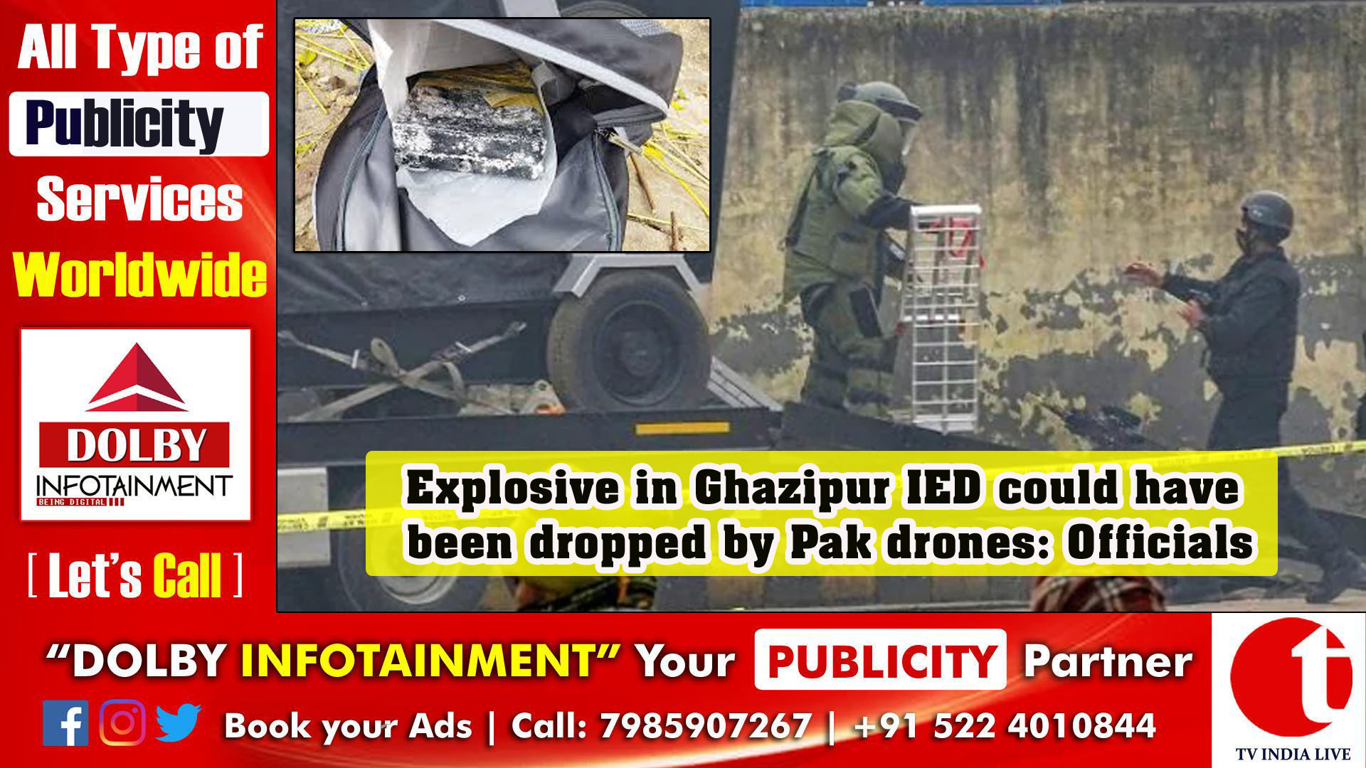 Explosive in Ghazipur IED could have been dropped by Pak drones: Officials