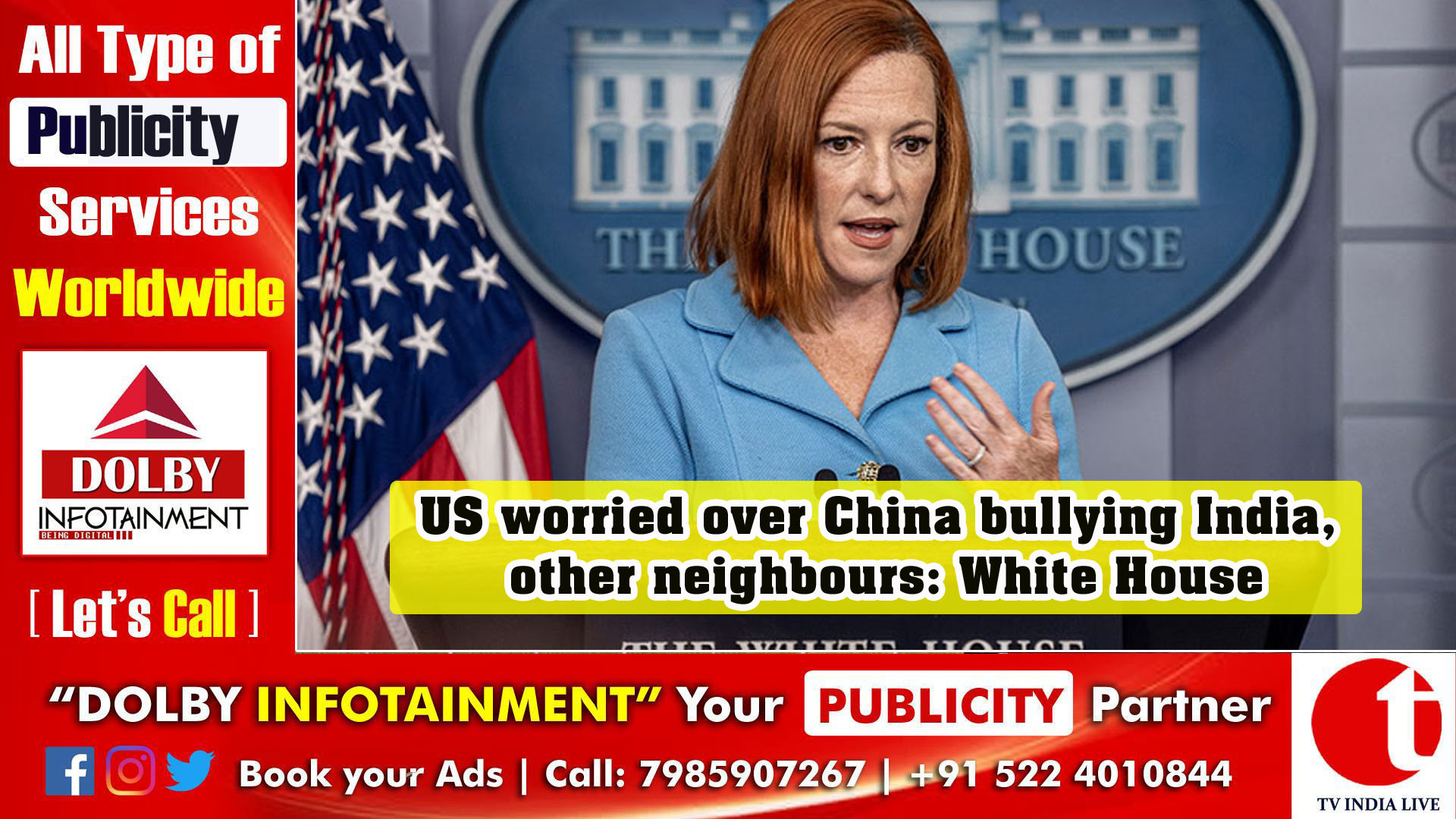 US worried over China bullying India, other neighbours: White House