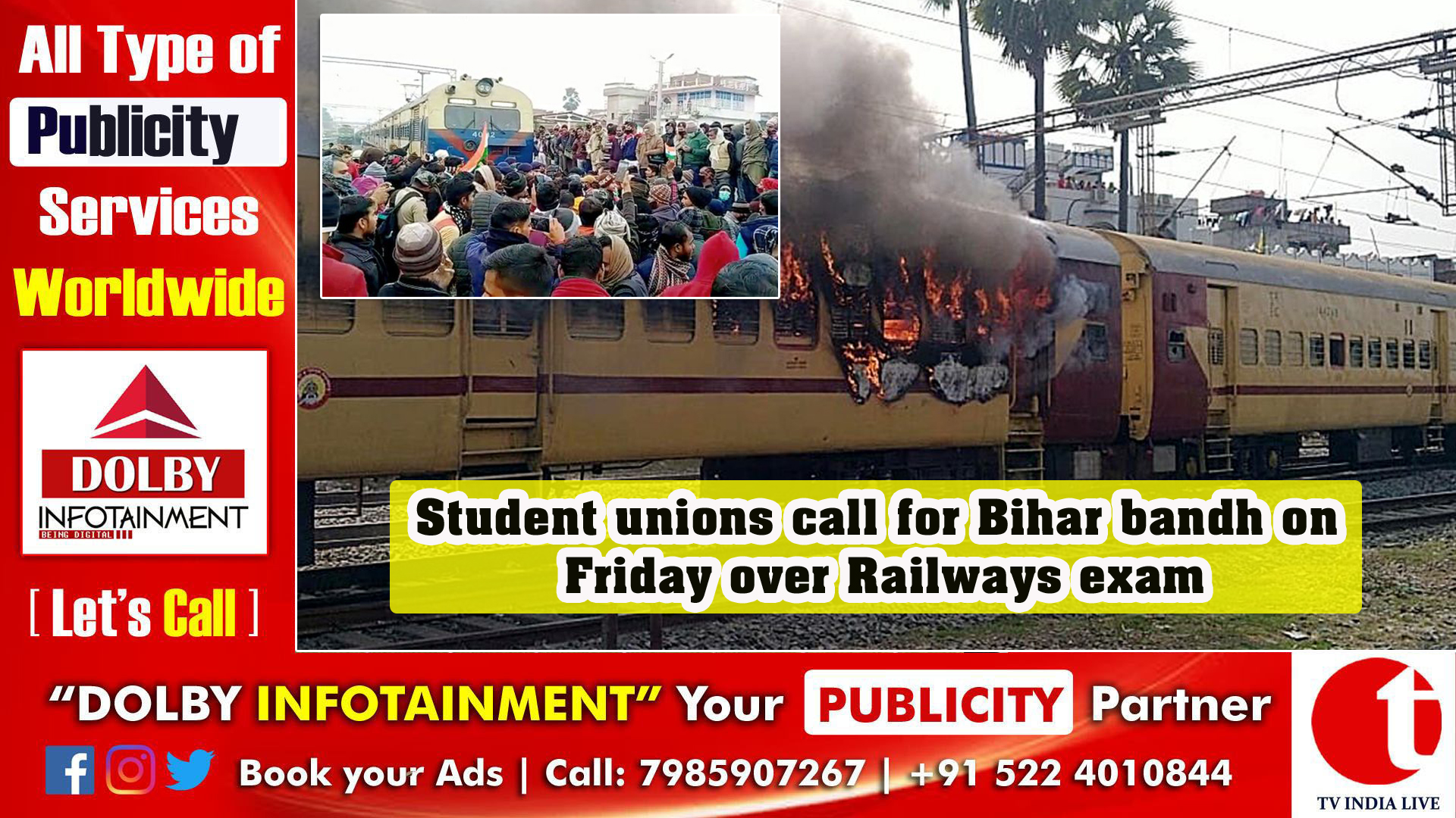 Student unions call for Bihar bandh on Friday over Railways exam