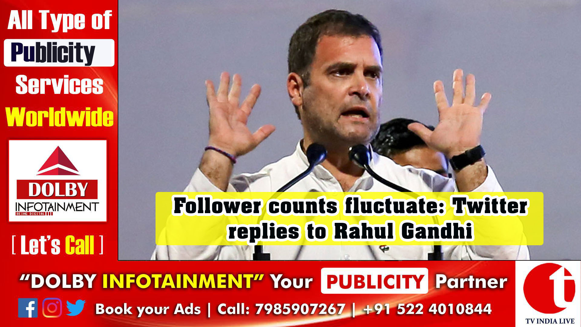 Follower counts fluctuate: Twitter replies to Rahul Gandhi