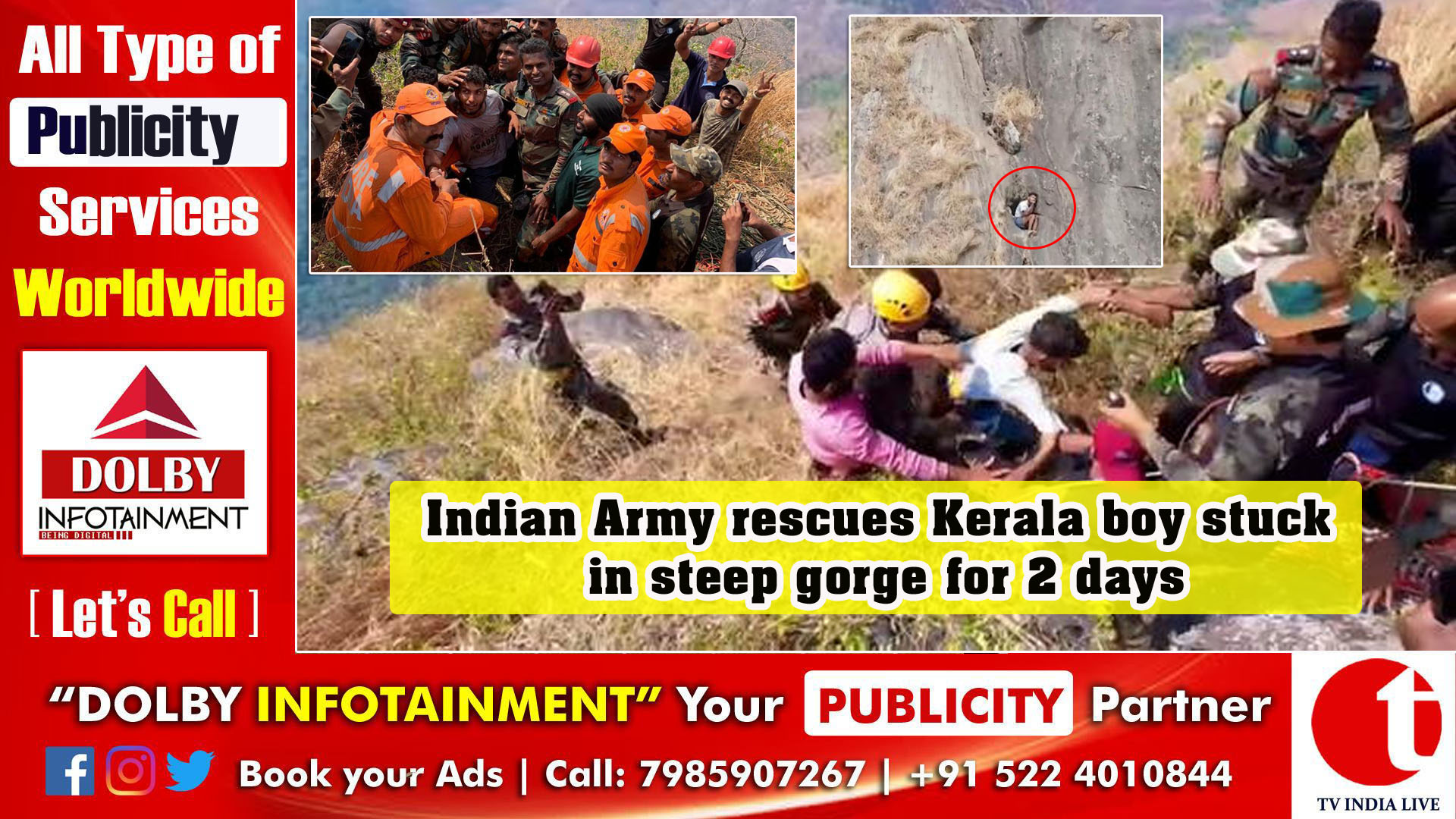 Indian Army rescues Kerala boy stuck in steep gorge for 2 days