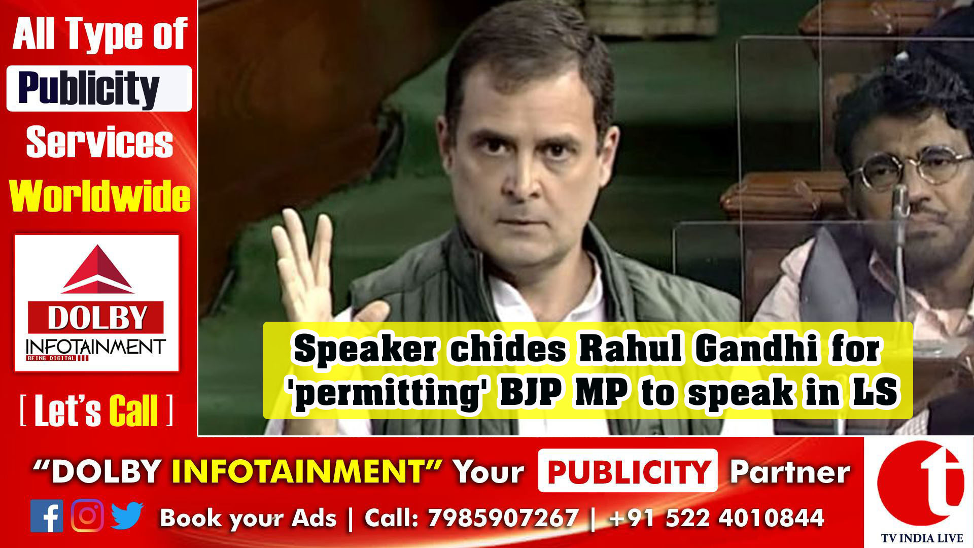 Speaker chides Rahul for 'permitting' BJP MP to speak in LS