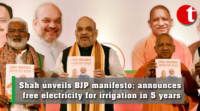 Shah unveils BJP manifesto; announces free electricity for irrigation in 5 years