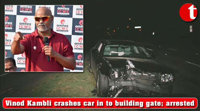 Vinod Kambli crashes car in to building gate; arrested