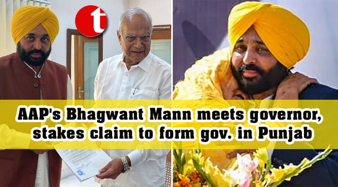 AAP’s Bhagwant Mann meets governor, stakes claim to form gov. in Punjab