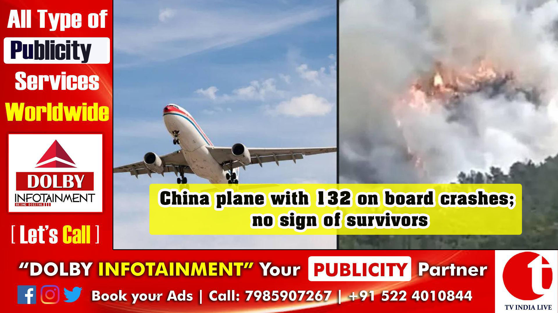 China plane with 132 on board crashes; no sign of survivors