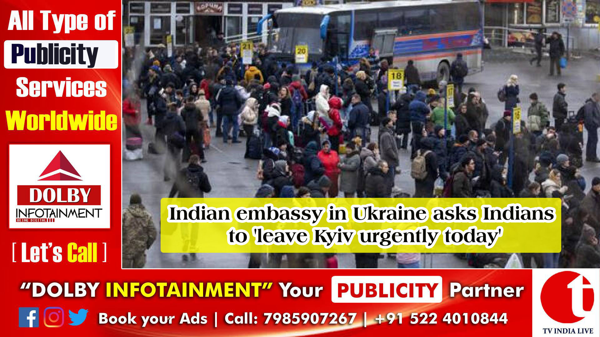 Indian embassy in Ukraine asks Indians to 'leave Kyiv urgently today'