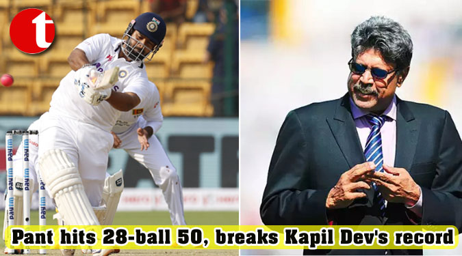 Pant hits 28-ball 50, breaks Kapil Dev’s record