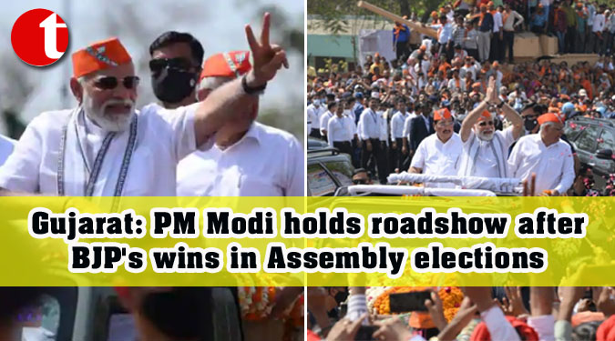 Gujarat: PM Modi holds roadshow after BJP's wins in Assembly elections