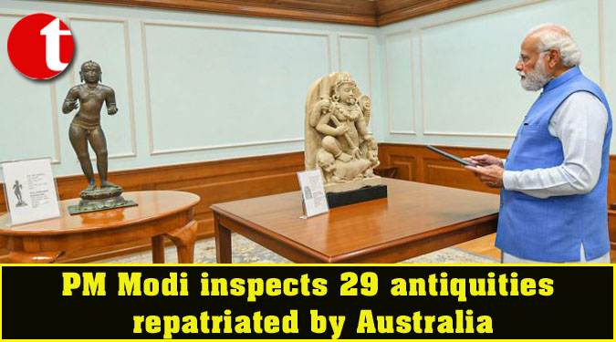 PM Modi inspects 29 antiquities repatriated by Australia