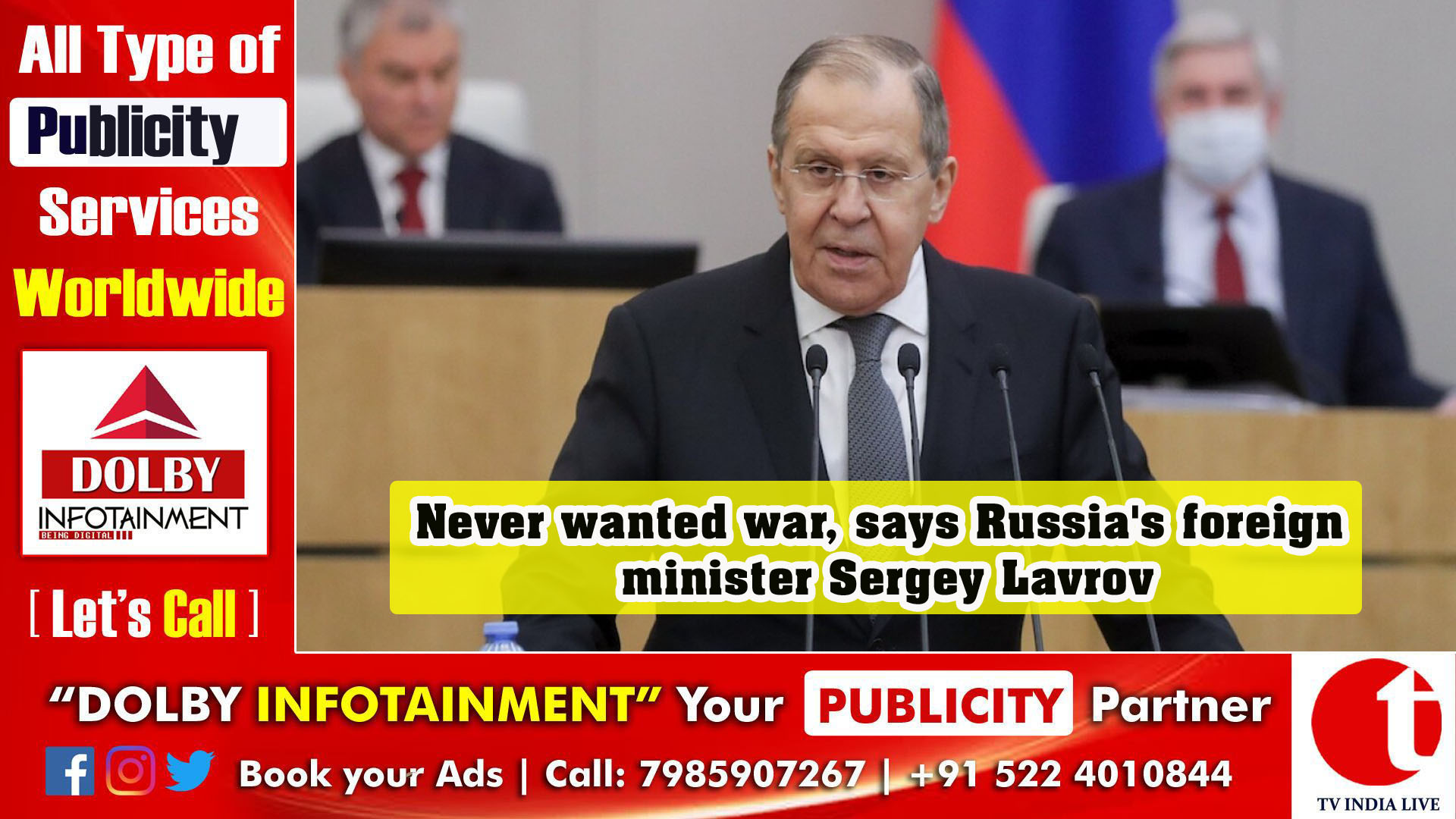 Never wanted war, says Russia's foreign minister Sergey Lavrov