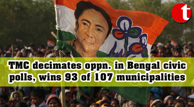 TMC decimates oppn. in Bengal civic polls, wins 93 of 107 municipalities