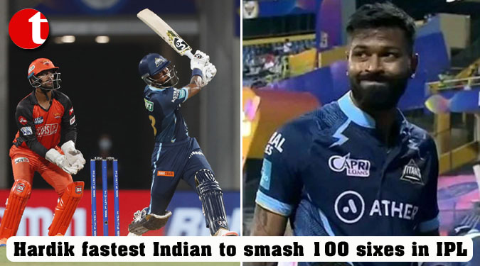 Hardik fastest Indian to smash 100 sixes in IPL