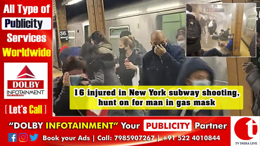 16 injured in New York subway shooting, hunt on for man in gas mask