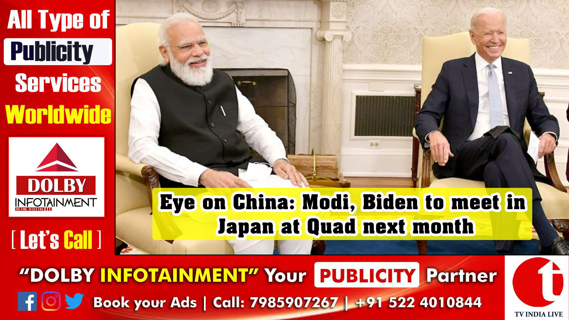 Eye on China: Modi, Biden to meet in Japan at Quad next month