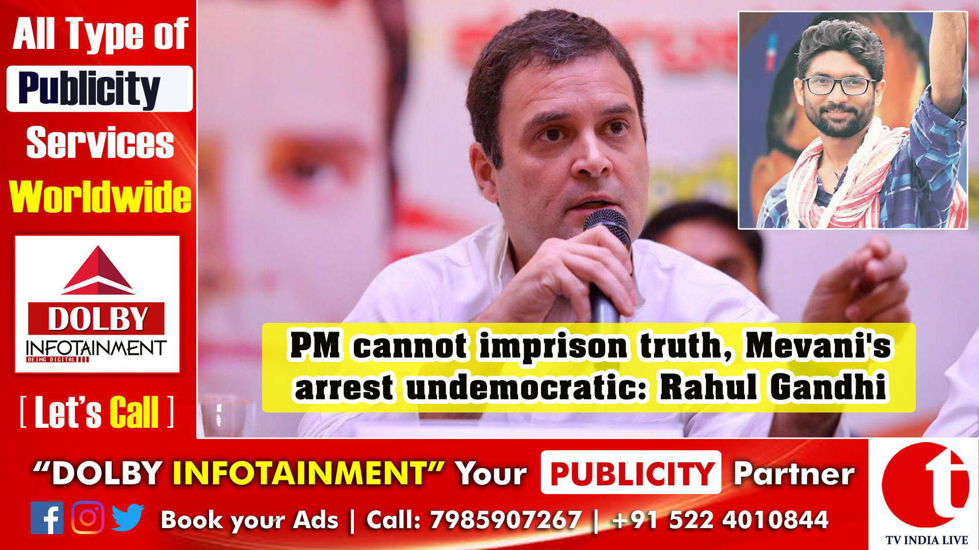 PM cannot imprison truth, Mevani's arrest undemocratic: Rahul Gandhi