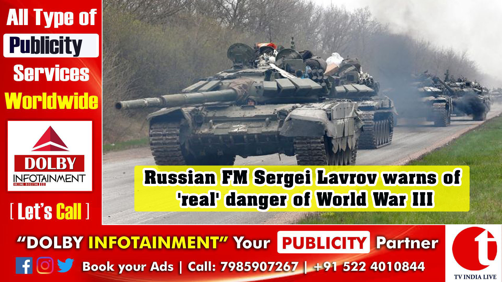 Russian FM Sergei Lavrov warns of 'real' danger of World War III