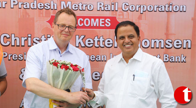 VP, European Investment BanK visits the Agra Metro Project, Praises Fast Construction Work of UPMRC Projects