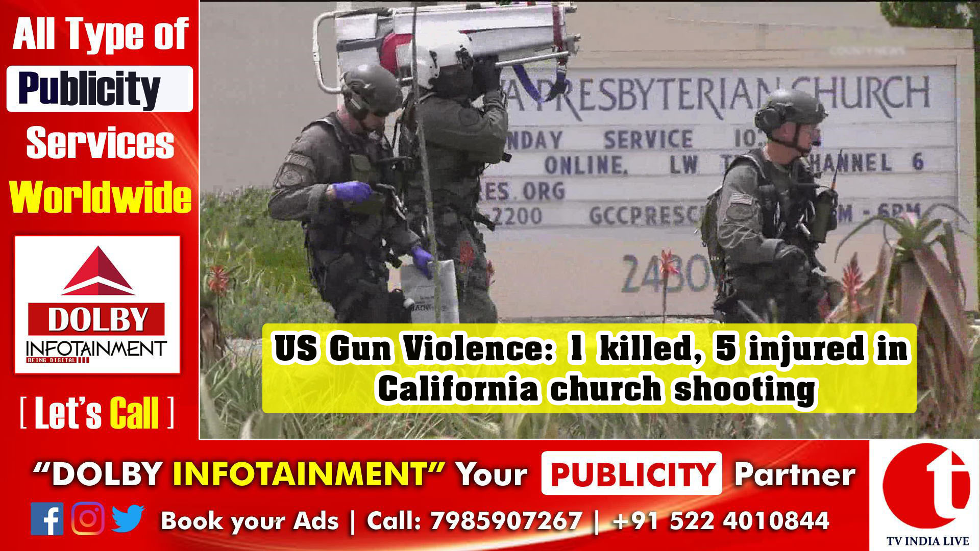 US Gun Violence: 1 killed, 5 injured in California church shooting