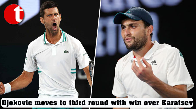 Djokovic moves to third round with win over Karatsev