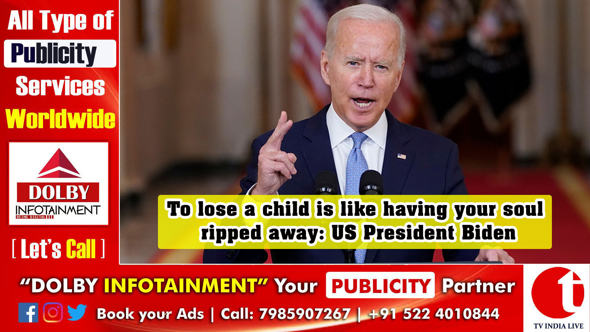 To lose a child is like having your soul ripped away: US President Biden