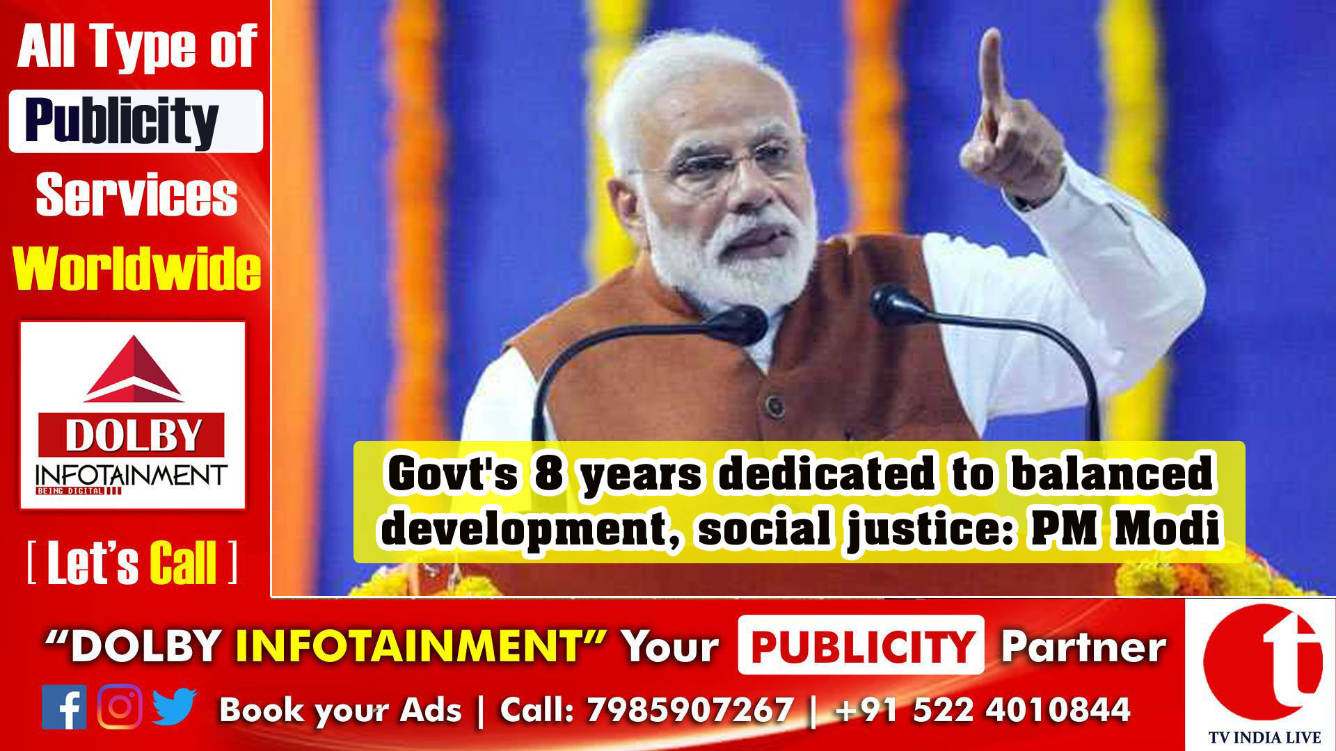 Govt's 8 years dedicated to balanced development, social justice: PM Modi