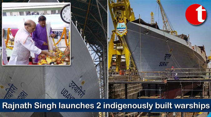 Rajnath Singh launches 2 indigenously built warships