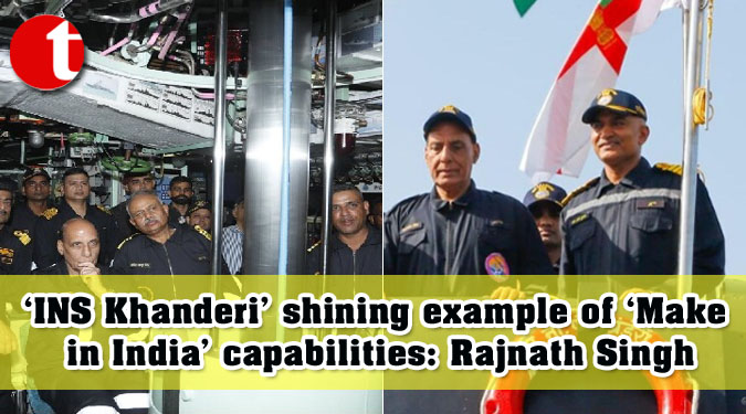 ‘INS Khanderi’ shining example of ‘Make in India’ capabilities: Rajnath