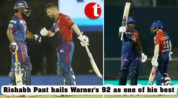 Rishabh Pant hails Warner’s 92 as one of his best
