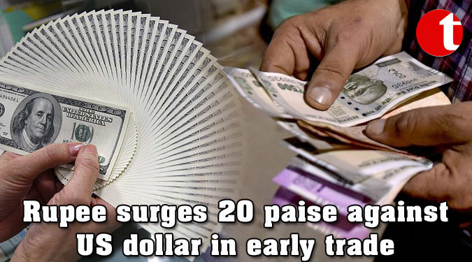 Rupee surges 20 paise against US dollar in early trade