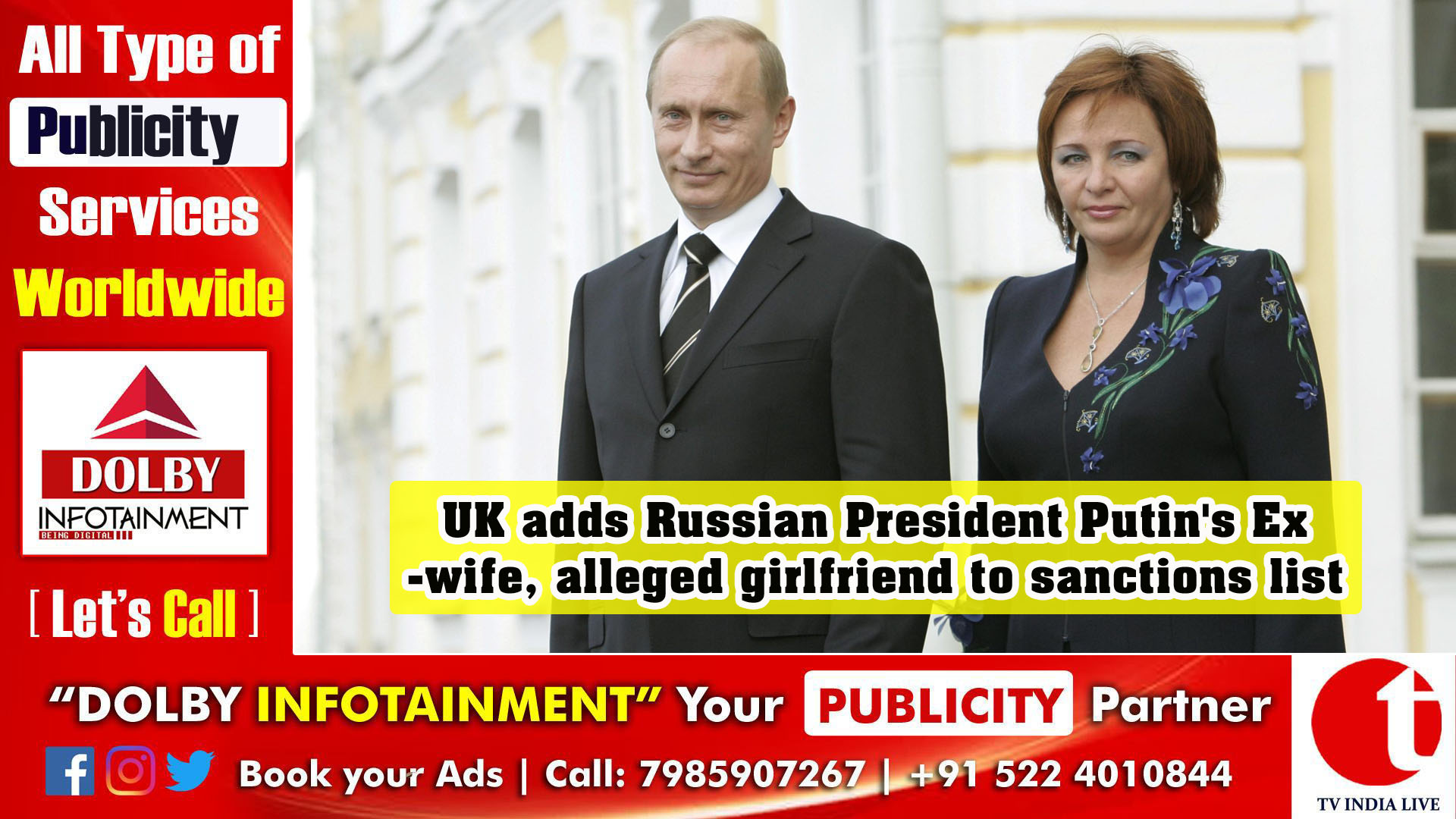 UK adds Russian President Putin's Ex-wife, alleged girlfriend to sanctions list