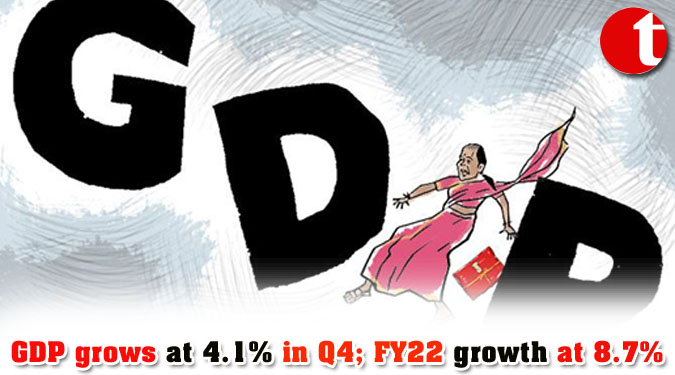 GDP grows at 4.1% in Q4; FY22 growth at 8.7%