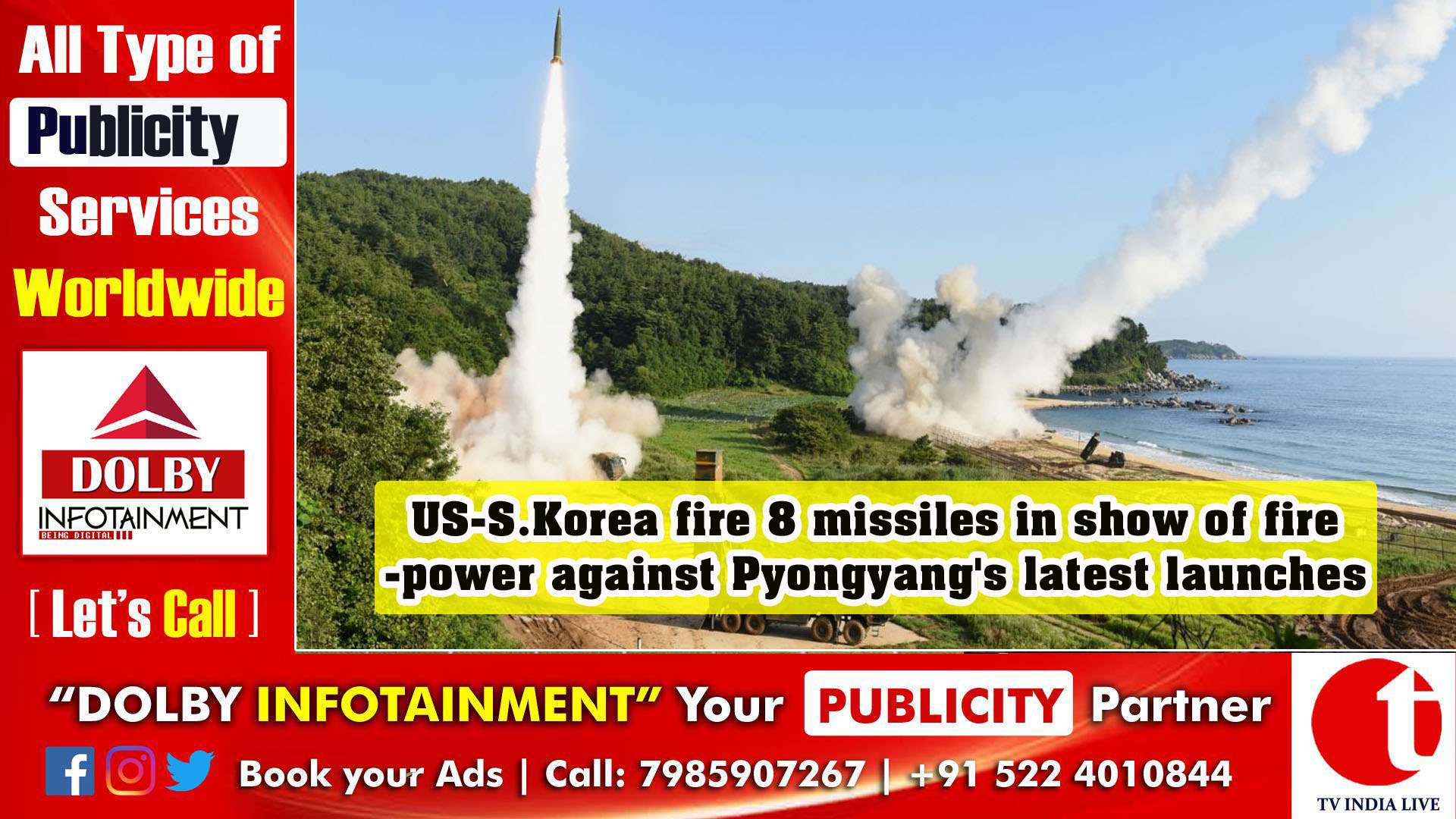 US-S.Korea fire 8 missiles in show of firepower against Pyongyang's latest launches