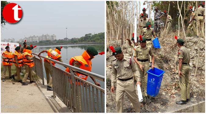 Cadets of 64 Battalion NCC Lucknow University Carried Out Cleaning activities on Gomti River Front near Baikunth Dham Area in Lucknow on World Oceans Day