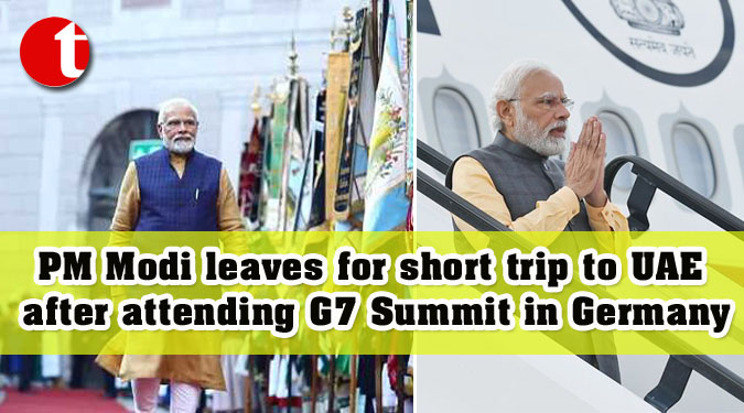PM Modi leaves for short trip to UAE after attending G7 Summit in Germany