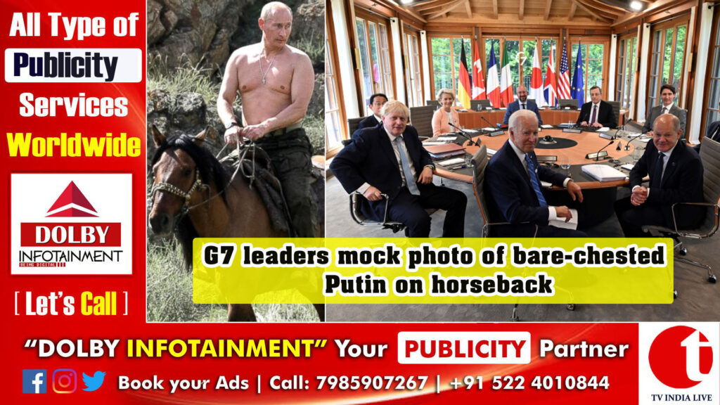 G7 leaders mock photo of bare-chested Putin on horseback