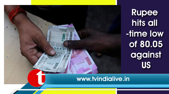Rupee hits all-time low of 80.05 against US