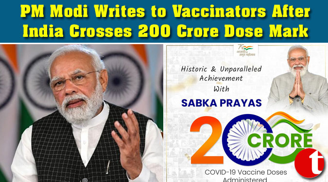 PM Modi Writes to Vaccinators After India Crosses 200 Crore Dose Mark